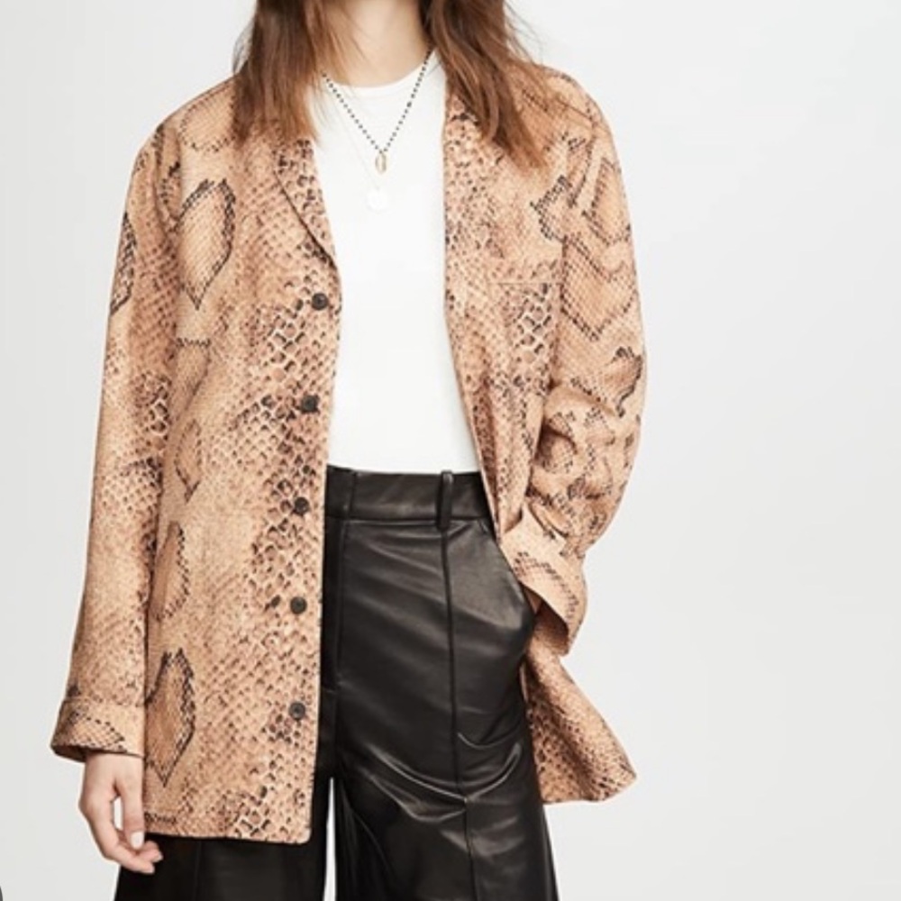 NWT MARA HOFFMAN zitis linen blend sand multi snakeskin shirt jack size XS-M